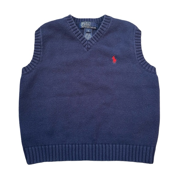 Polo Ralph Lauren Other - Polo by Ralph Lauren 100% Cotton Navy Blue Knit Sweater Vest Boys Size 5